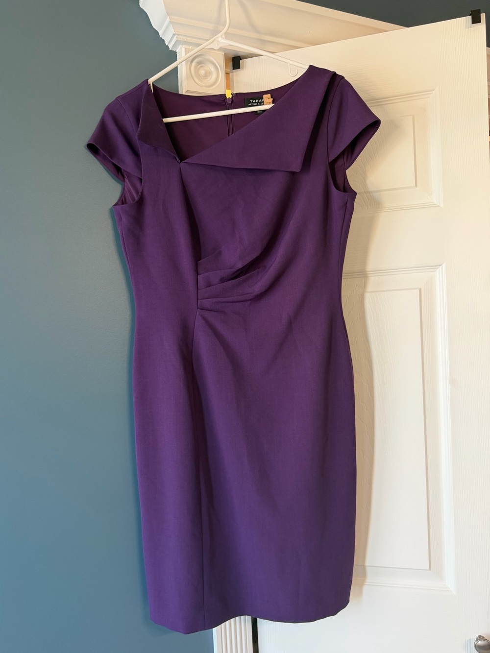 Tahari ASL Purple Cap-Sleeve Sheath Dress